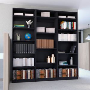 Combo de Bibliotecas Home Wengue Incluye Tres Bibliotecas sin puertas y Tres Complementos