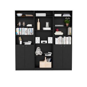 Combo de Bibliotecas Home, Wengue, Incluye Tres Bibliotecas y Tres Complementos
