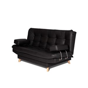 Sofá Cama Valencia Sintético Negro 3 PTOS 180x84x85 + Puff