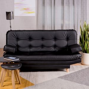 Sofá Cama Sintético Negro.