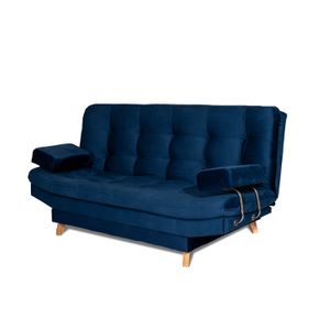 Sofá Cama Valencia  Azul Petroleo 3 PTOS 180x84x85 + Puff