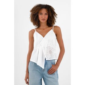 Camisa con escote en V blanca para mujer