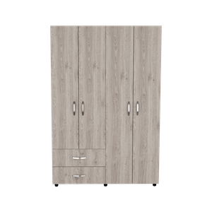 Closet Arkola, Humo y Blanco Duqueza, con Dos Cajones Organizadores y Cuatro Puertas Abatibles
