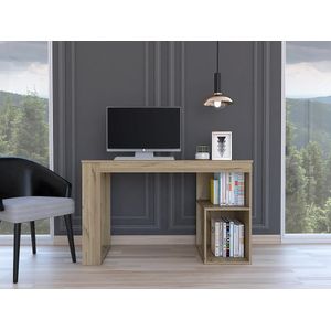 Escritorio Texi, Cafe Claro, Con Amplio Espacio de Trabajo