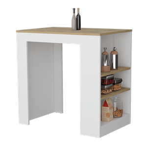 Barra de Cocina Victory, Blanco Nevado y Macadamia, con Rodachines ZF
