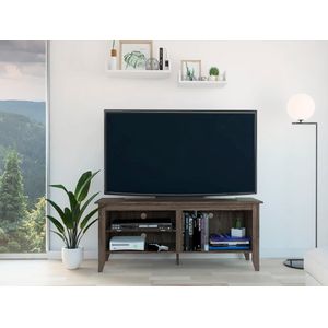 Mesa para Tv Delhi, Chocolate, Con Variedad de Entrepaños