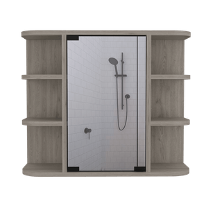 Gabinete de Baño Delio, Humo, con Una Puerta de Espejo Abatible y Seis Entrepaños ZF