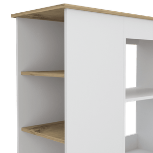 Mesa Auxiliar de Cocina Coralyn, Blanco y Cafe Claro, con tres entrepaños y rodachines