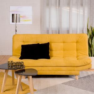 Sofá Cama Valencia  Mostaza 3 PTOS  + Cojines