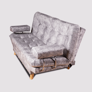 Sofá Cama Valencia Marmol Plata 3 PTOS 180x84x85 + Puff