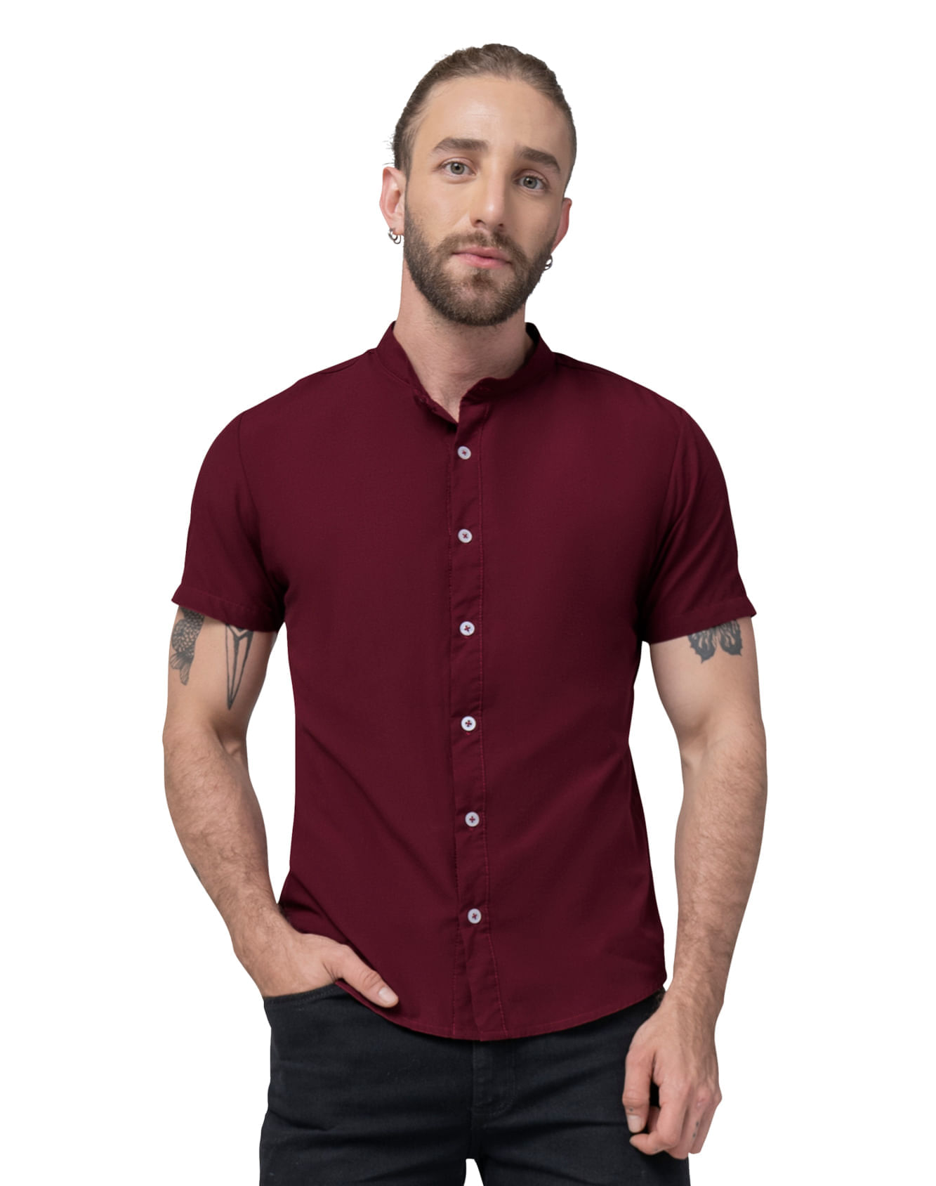 Vestir Outfit Blusa Vino Tinto Camisas Cuello Babydoll Camisa