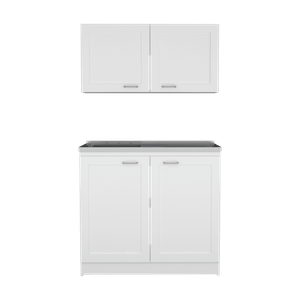 Cocina Integral, Toronto, Blanco, con Amplio Meson y Cuatro Puertas Batientes ZF
