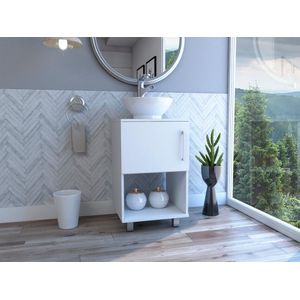 Mueble Lavamanos Gorby, Blanco, con Puerta Abatible e Incluye Lavamanos ZF
