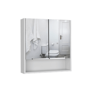 Gabinete de Baño Rawana, Blanco, Incluye Espejo y Entrepaños Para Guardar Objetos de Aseo  ZF