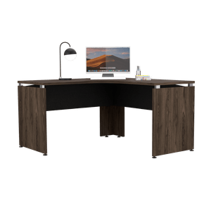 Escritorio En L Concept L140, Chocolate y Wengue Soft, con Amplia Superfice