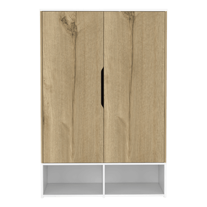 Closet Suey, Cafe Claro y Blanco, con Dos Puertas y Tubo Metalico Para Colgar Ropa ZF