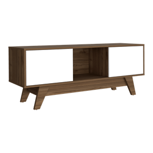 Mesa de Tv Rizzo, Castaño y Blanco Duqueza, con Espacio Para Televisor