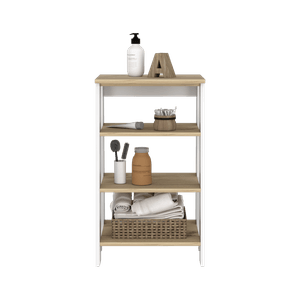 Gabinete de Baño Aqua Pequeño, Blanco Vainilla y Cafe Claro, Con Variedad De Entrepaños