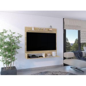 Panel de Tv Ascher, Cafe Claro y Blanco Duqueza, con Espacio Para Televisor de Hasta 55 Pulgadas