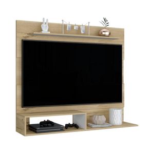 Panel de Tv Ascher, Cafe Claro y Blanco Duqueza, con Espacio Para Televisor de Hasta 55 Pulgadas