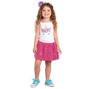 Vestido Infantil Blanco-Rosado Mp 86862
