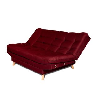 Sofá Cama Valencia Vino Tinto 3 PTOS 180x84x85 +Cojines