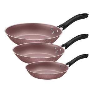 Juego de Sartenes Tramontina Linz en Aluminio con Revestimiento Interno y Externo Antiadherente Starflon Max Rosa 03 Piezas