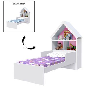 Cama Infantil Ariel - Blanco/Rosado flex