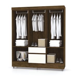 Closet 6 puertas 2 cajones Valent - Marrón/Blanco apagado