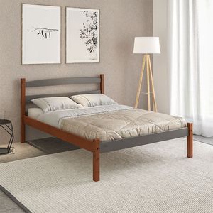 Cama doble Delta - Acacia/Gris