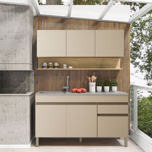 Cocina 150 CM Hortensia 6P Vainilla/Maderado Natural