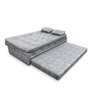 Sofa cama Nido Tarima Olsen Tela Gris - Incluye Cojines