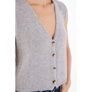 Chaleco tejido gris para mujer