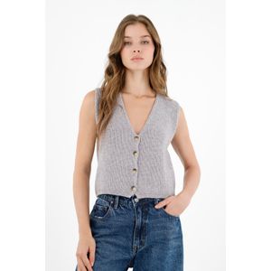 Chaleco tejido gris para mujer
