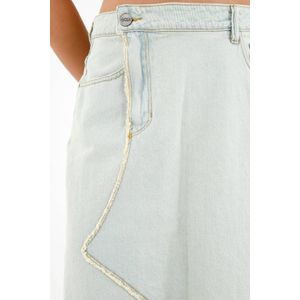 Falda azul con desflecado para mujer
