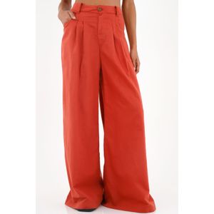 Pantalón en lino rojo para mujer