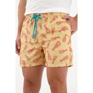 Pantaloneta de baño amarilla estampada para hombre