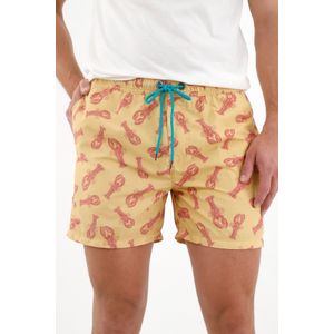Pantaloneta de baño amarilla estampada para hombre