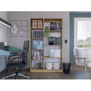 Combo de Bibliotecas Home Eco, Macadamia y Blanco, Incluye Dos Bibliotecas Sin Puerta.