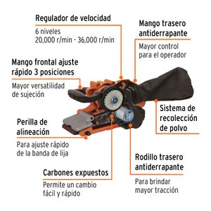 Lijadora De Banda Profesional 1010W 3x21'' Frecuencia 60 Hz 120V