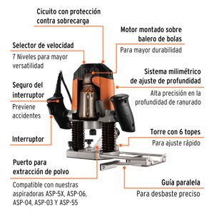 Ruteadora De 1/4 Trabajo Profesional Para Madera 1200W