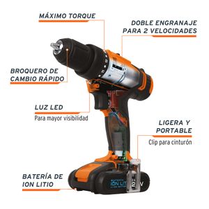Taladro Destornillador Inalámbrico Truper 20v 3/8