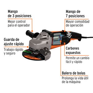 Pulidora Angular Profesional 7" 2200W