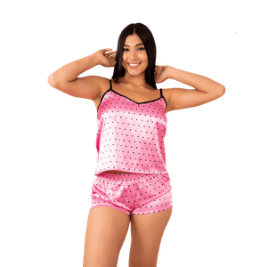 Conjunto Blusa/Short Lunares Fucsia