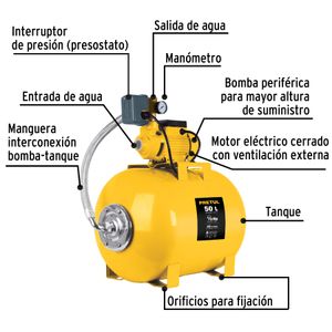Bomba Hidroflow Hidroneumática 1/2 Hp 50 Litros