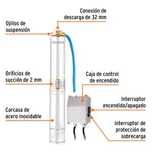Bomba Sumergible Tipo Bala Agua Limpia 3/4 Hp