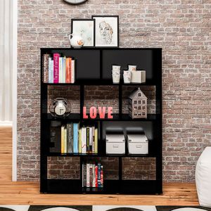 Biblioteca Estantería Librero en MDP 91cm 10 compartiientos Negro