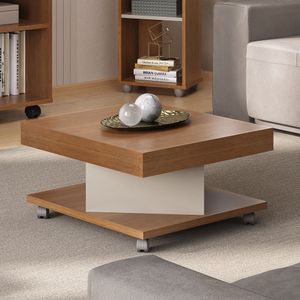 Mesa de centro decorativa  en MDP 63x63 Cerezo con blanco