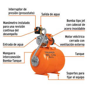 Bomba Hidroflow Hidroneumática 1/2 Hp 50 Litros