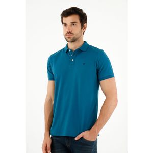 Polo azul con raqueta malla para hombre